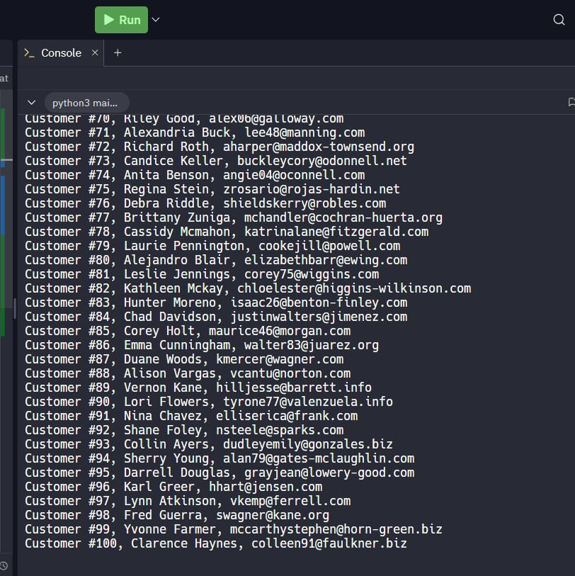 Customer Data from CSV