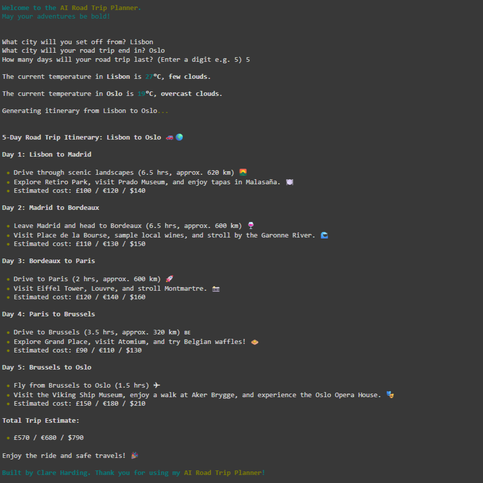 AI Road Trip Planner
