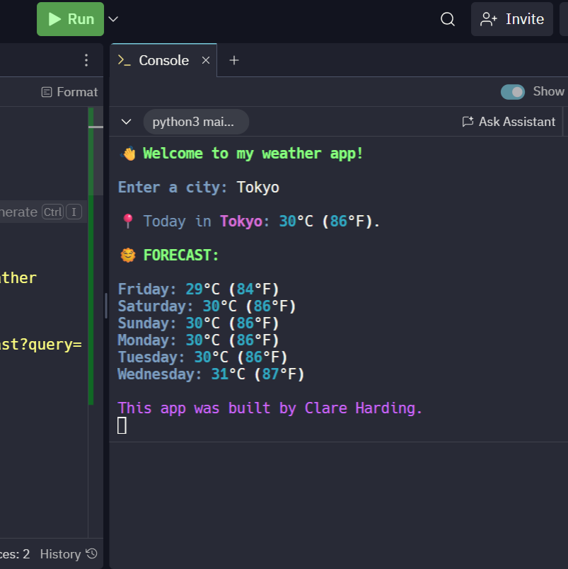Python Weather App - Forecast API